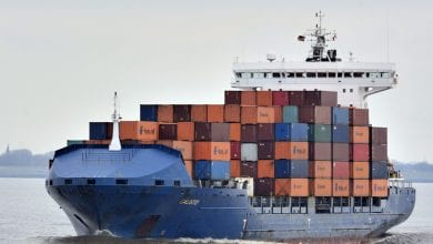 Container ship collided with pier, damaged, Brunsbuettel