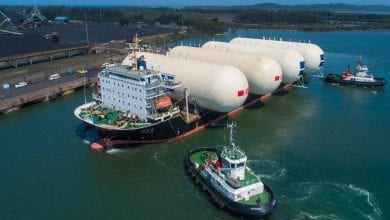 Deck Cargo Ship Brings Storage Bullets to Port of Richards Bay LPG Facility