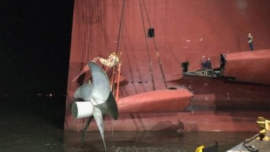 Golden Ray’s Rudder and Propeller Removed