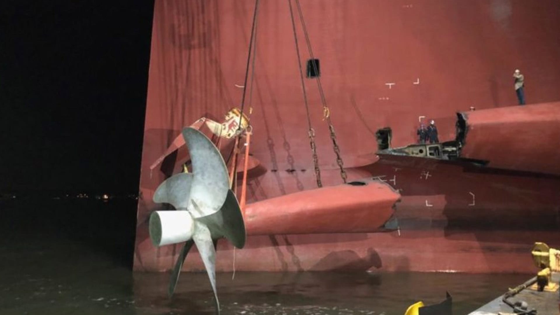 Golden Ray’s Rudder and Propeller Removed
